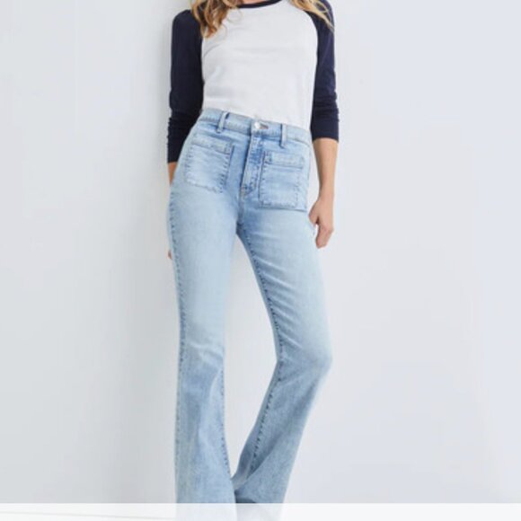 Veronica Beard Crosbie Wide Leg High Rise JeansPebblestone Light Size 25 NWOT